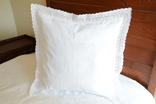 English Eyelets Embroidered Cotton Pillow Sham. Euro 26 Square